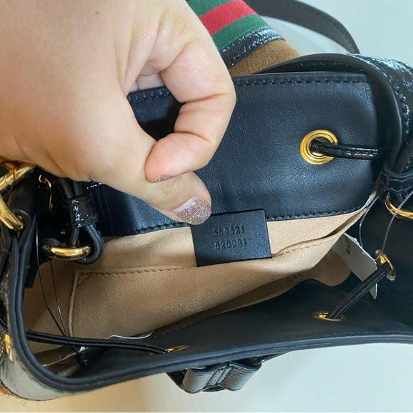 Gucci Suede Ophidia Bucket Bag With Web Detail - Picture 11 of 17